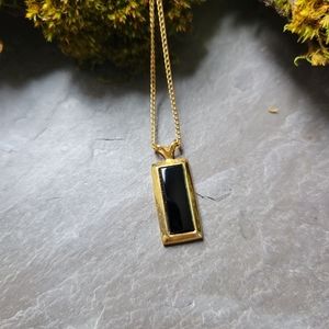 Onyx and 14k Gold Filled Pendant
